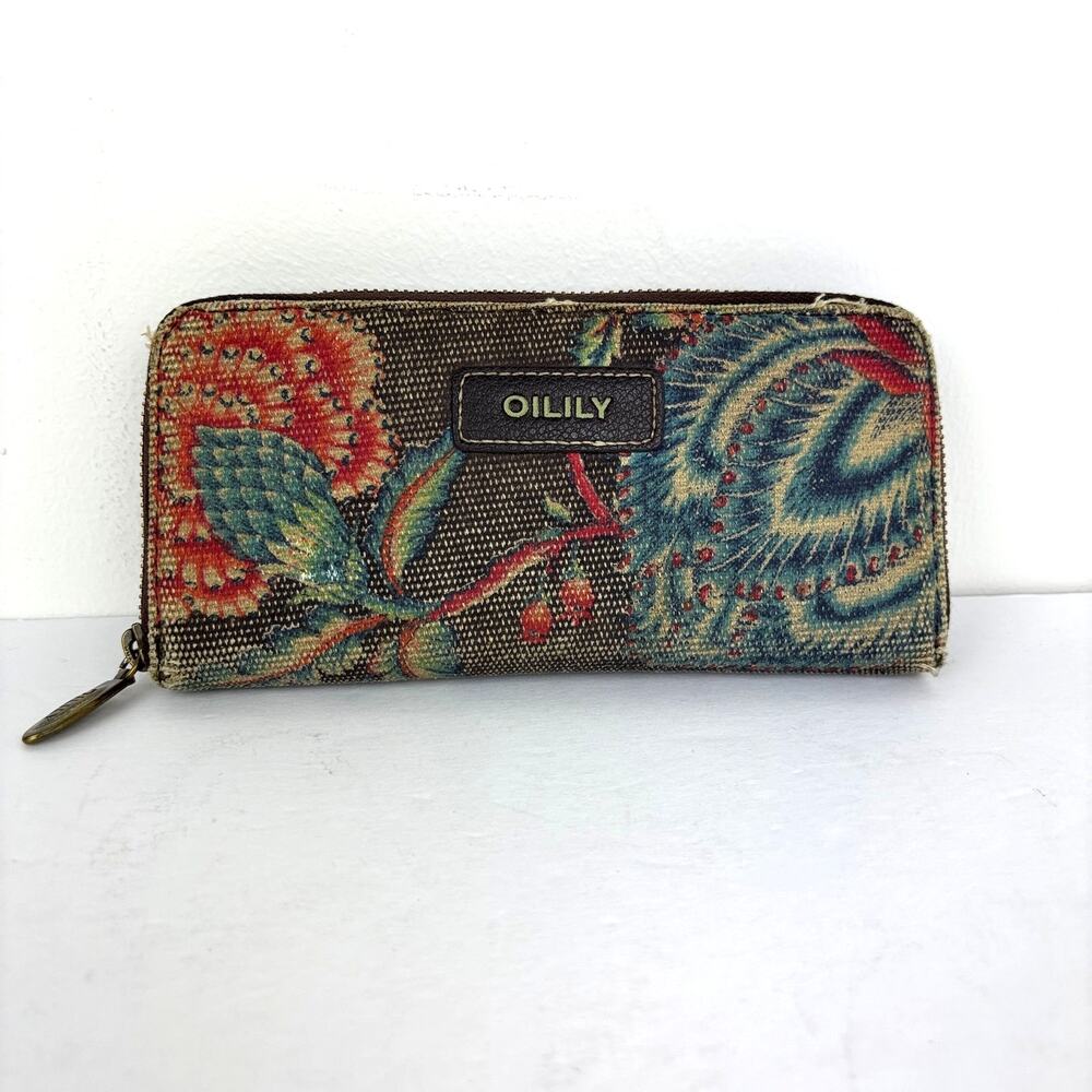 Oilily Y2K Tapestry Wallet Floral Brown